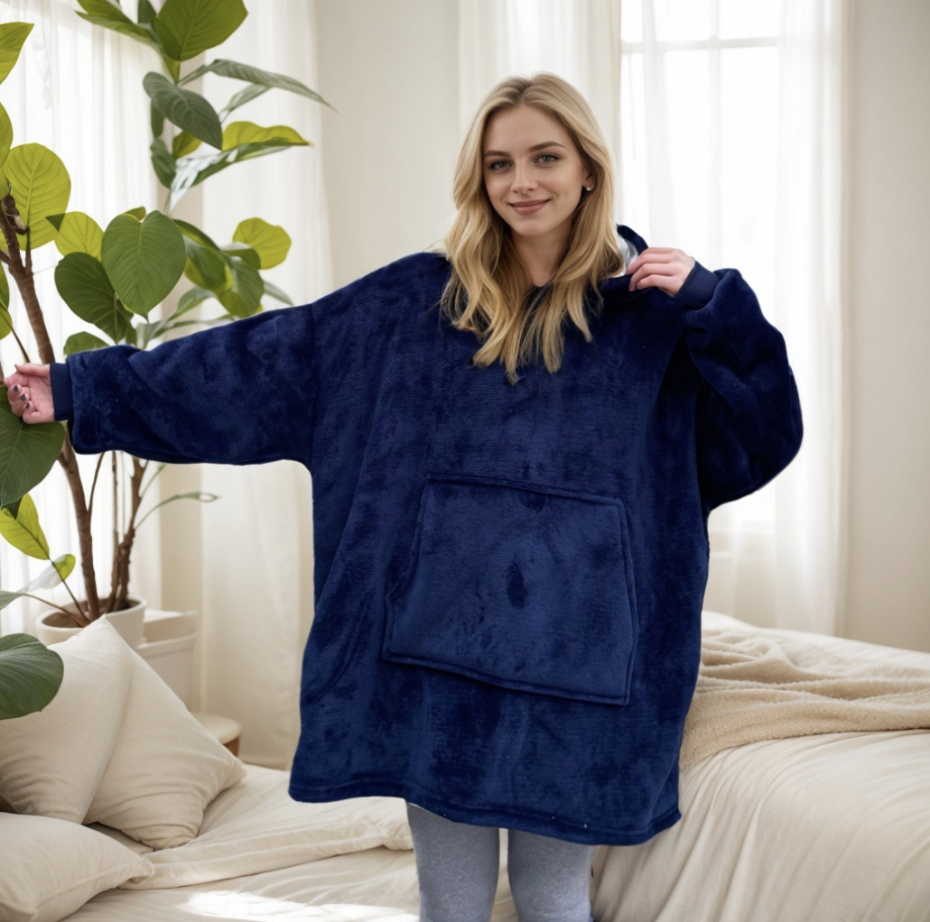 Худи-плед с рукавами и капюшоном Huggle Hoodie оверсайз теплый с большим карманом для рук Синяя (Е500185(blue)) - фото 1 Худи-плед с рукавами и капюшоном Huggle Hoodie оверсайз теплый с большим карманом для рук Синяя (Е500185(blue)) - фото 1