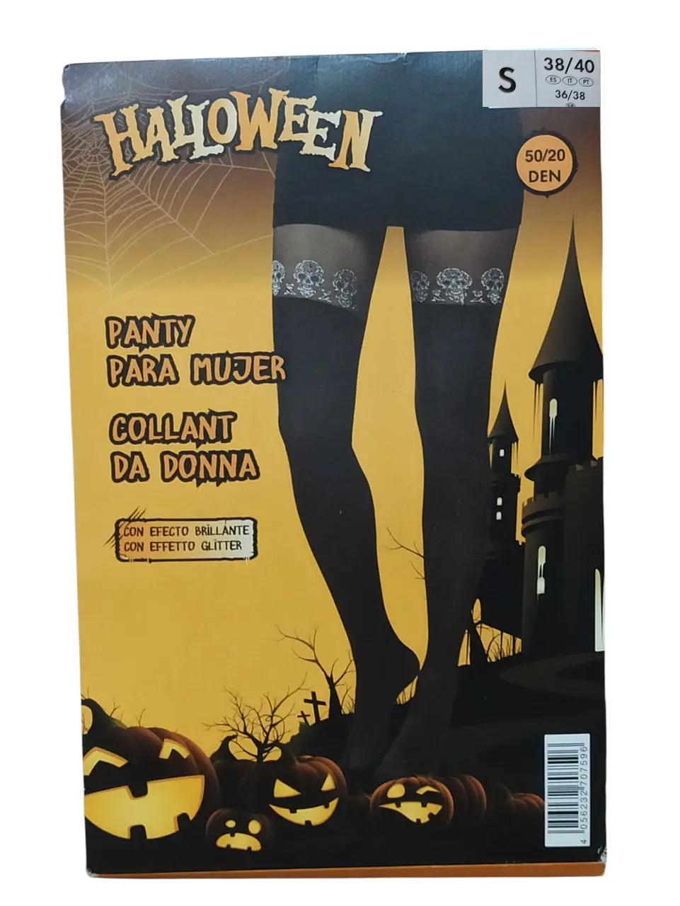 Колготки с черепами с блестками на Хэллоуин 50\20den S р. 38-40 Черный (L0597) - фото 4 Колготки с черепами с блестками на Хэллоуин 50\20den S р. 38-40 Черный (L0597) - фото 4