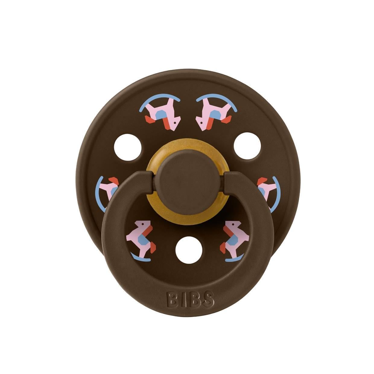 Пустушка BIBS Colour Holiday Horse Latex Round кругла 6-18 місяців Mocha