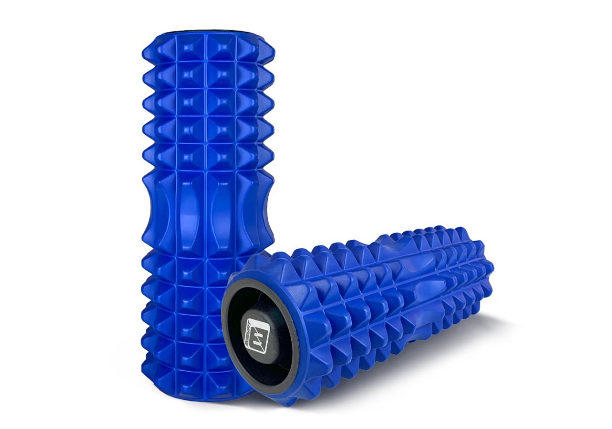 Масажний ролик EasyFit Grid Roller v.1.2 із заглушками із двох сторін 33 см Синій (EF-2022a-BL) - фото 2