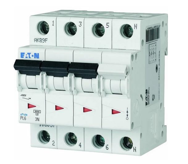 Автоматический выключатель Eaton Moeller PL6-C16/3N 3р+N 16 А 6 кА тип С (106910) Автоматический выключатель Eaton Moeller PL6-C16/3N 3р+N 16 А 6 кА тип С (106910)