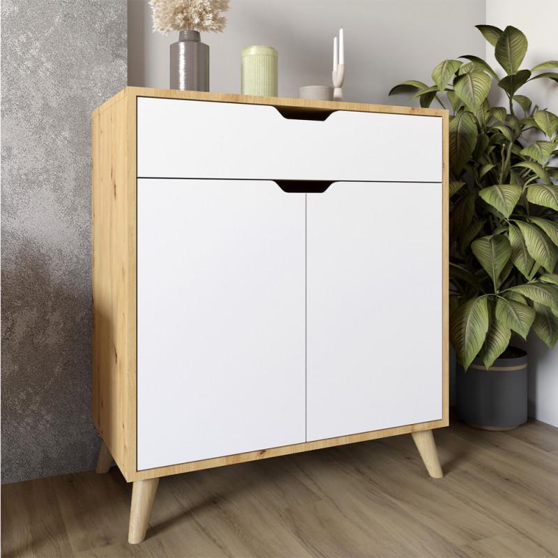 Комод для спальни Еверест 1Ш2Д Борн 750 с ножками светлый орех 75х40х86,4 см Дуб артизан/Нимфеа Альба (23900535)