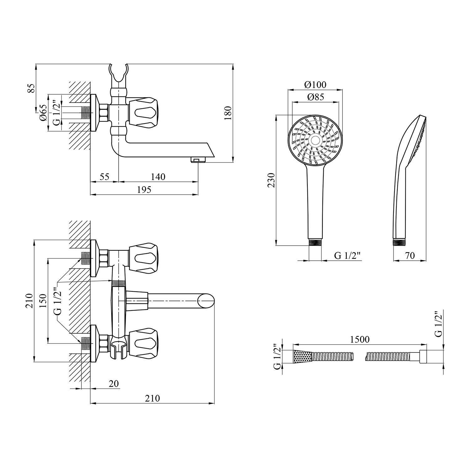 Змішувач для ванни Kroner KRP Hamburg C060 (CV014913) - фото 2