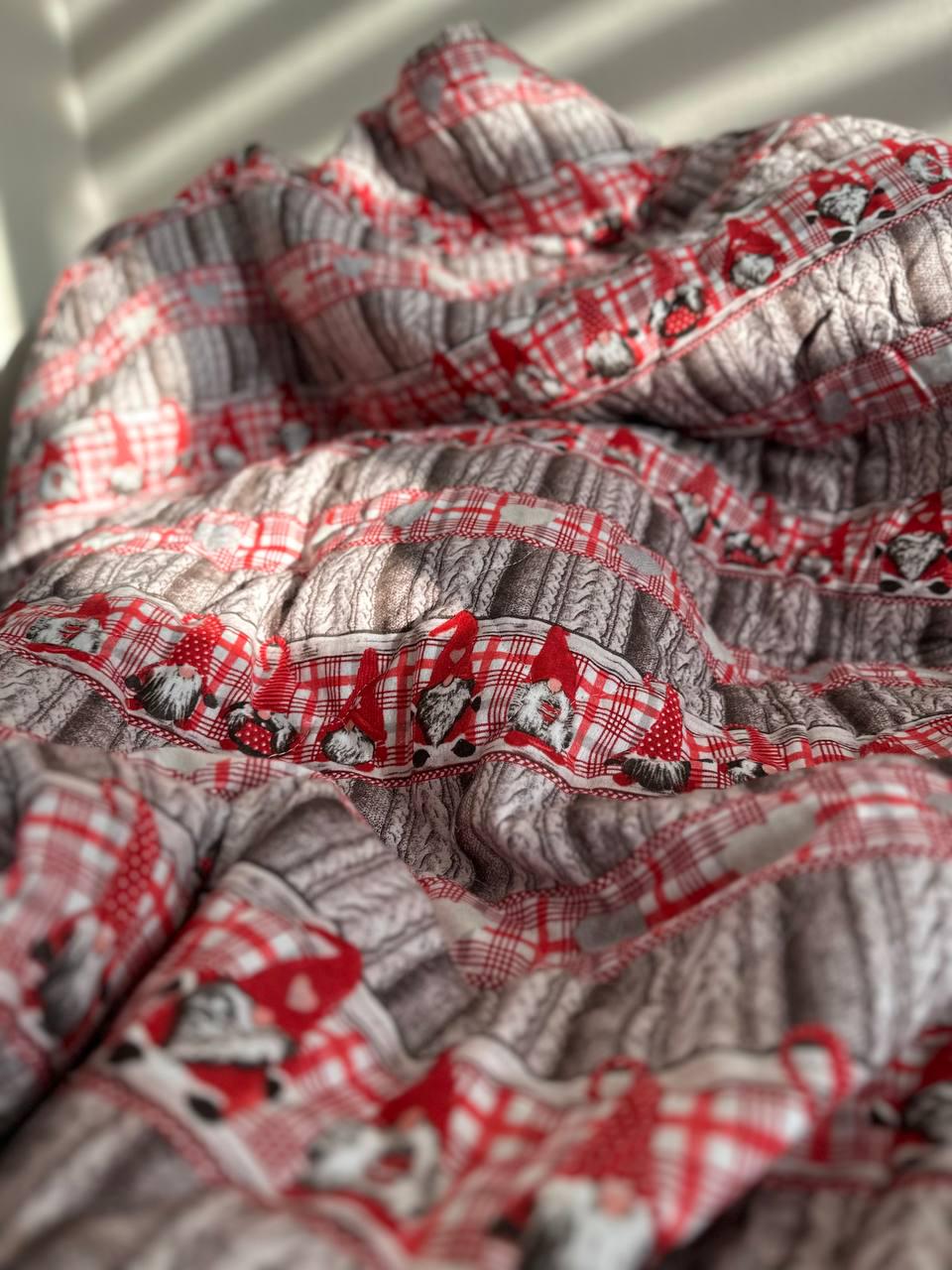 Плед-покрывало новогоднее Гномы фланель/байка 240x215 см (001656)