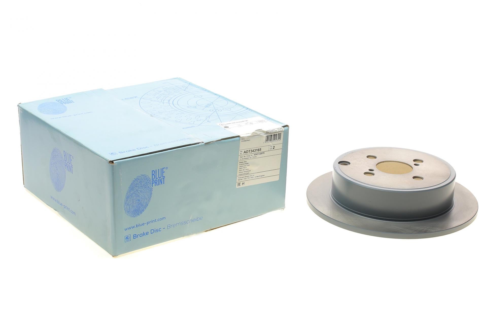 Диск тормозной задний BLUE PRINT Toyota Corolla 02-13 с покрытием 258x9 мм (ADT343165 BLUE PRINT)