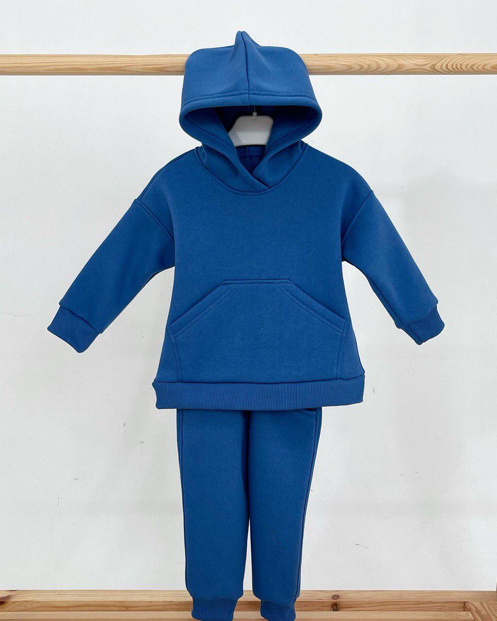 Костюм худи/штаны футер с начесом 98 см Синий (23677085)
