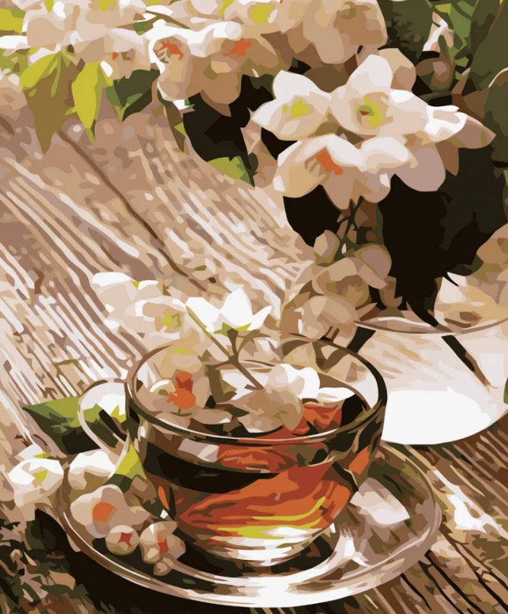 Картина по номерам Strateg Сиреневый чай 40x50 см (VA-3626)