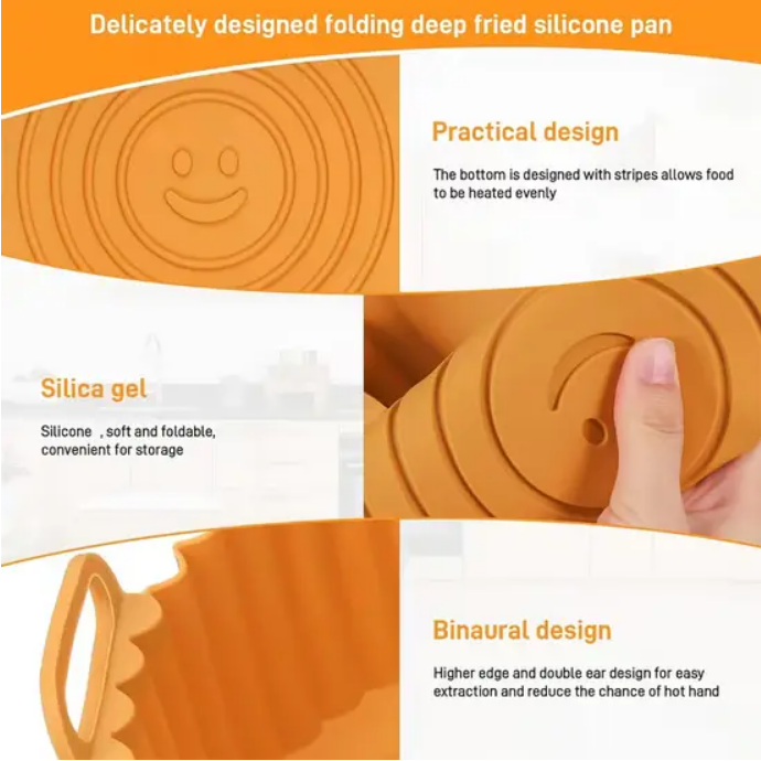 Форма-вкладиш силіконова Q-767 для аерогрилів та аерофритюрниць Помаранчевий - фото 3 Форма-вкладиш силіконова Q-767 для аерогрилів та аерофритюрниць Помаранчевий - фото 3