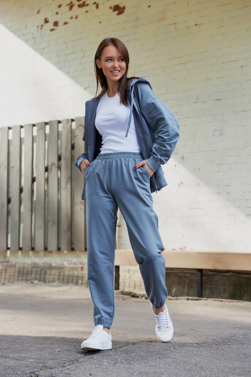 Костюм женский спортивный M136.3 худи на замке/джогеры 3-х нитка M Серый (69-1-61)