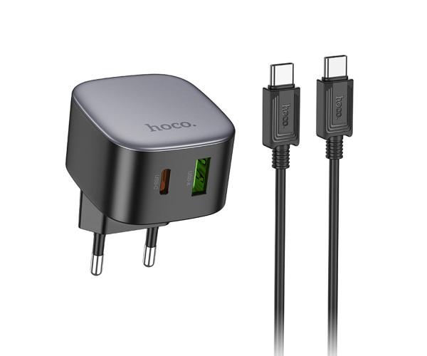 Устройство сетевое зарядное Hoco CS32A Type-C/USB QC3.0 PD20W с кабелем Typy-C to Type-C Black - фото 6 Устройство сетевое зарядное Hoco CS32A Type-C/USB QC3.0 PD20W с кабелем Typy-C to Type-C Black - фото 6