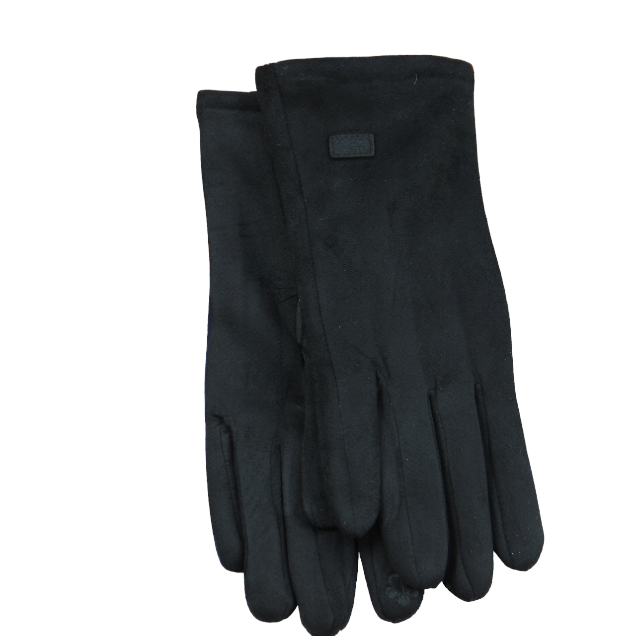 Перчатки женские сенсорные велюровые на меху с нашивкой M-L (33970)