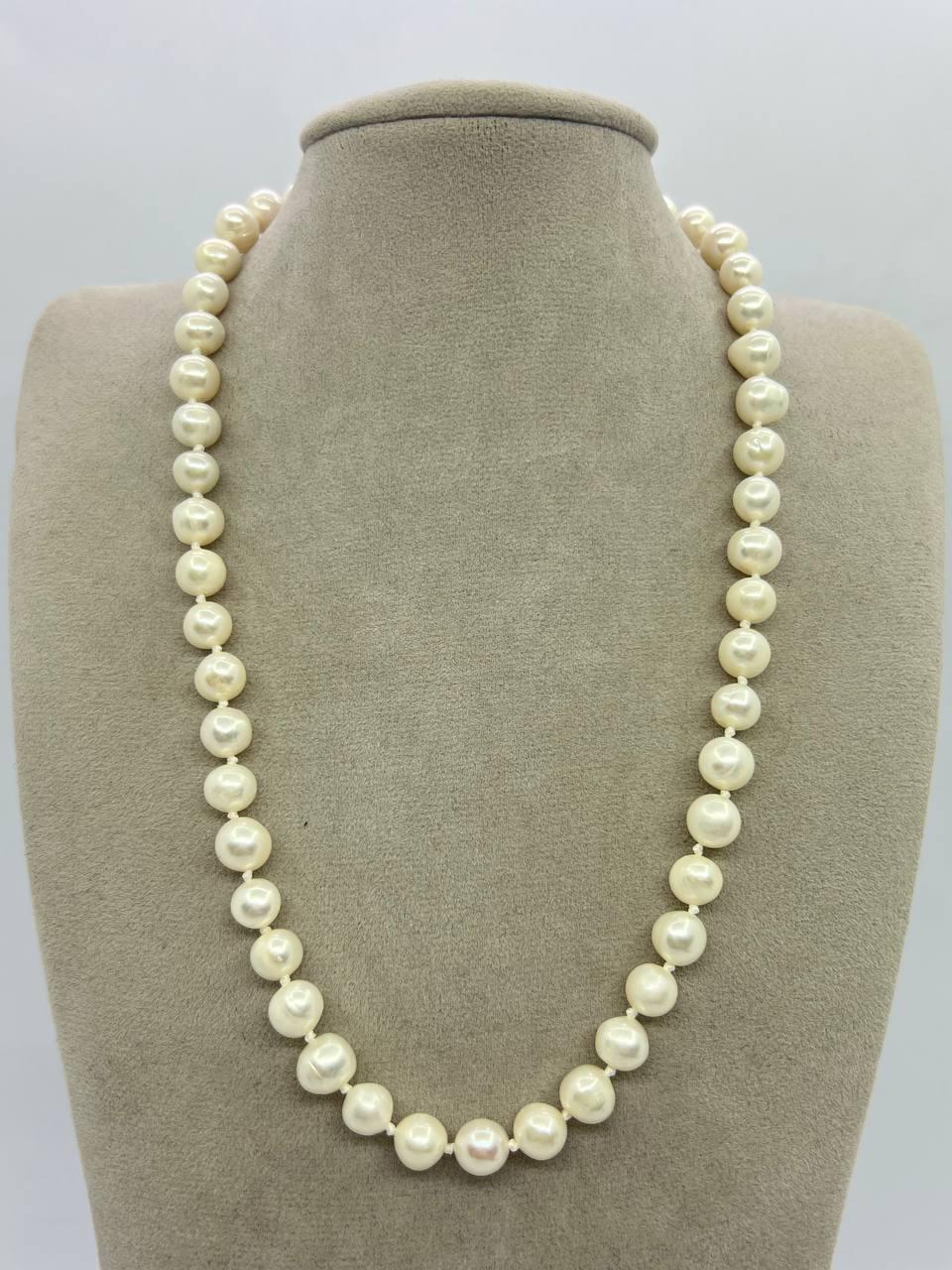 Бусы жемчуга 7,5-8 мм 42 см Белый (11692)