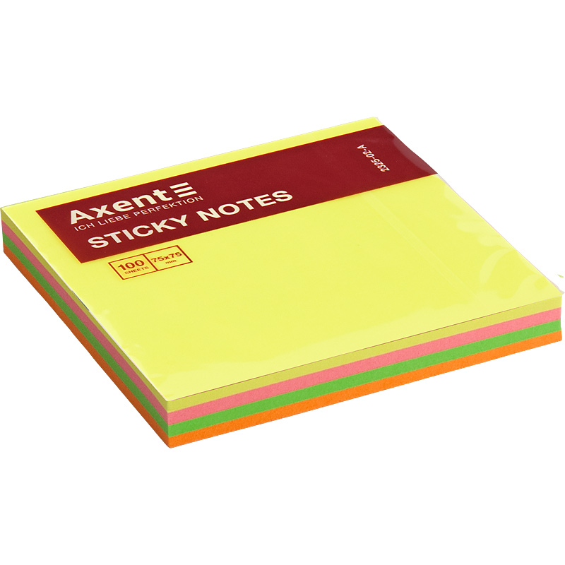 Бумага для заметок Axent 75x75 мм 100 листов неоновые цвета 2325-02-A (4250804805837)