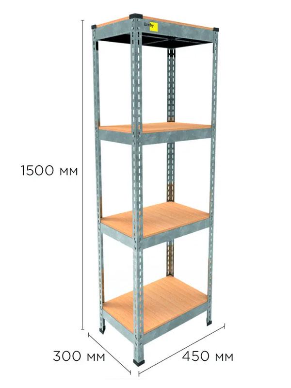 Стеллаж металлический полочный MRL-1500 450x300 мм с 4 полками с нагрузкой 400 кг Оцинкованный - фото 3