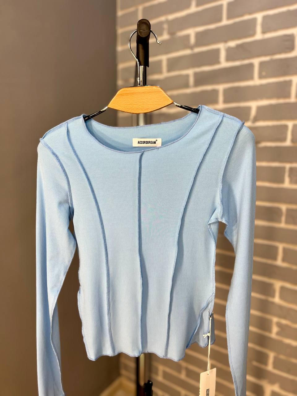 Реглан жіночий ACCORDDREAM 20530 лонгслів вивернуті шви рубчик OS Блакитний (1337) - фото 3 Реглан жіночий ACCORDDREAM 20530 лонгслів вивернуті шви рубчик OS Блакитний (1337) - фото 3