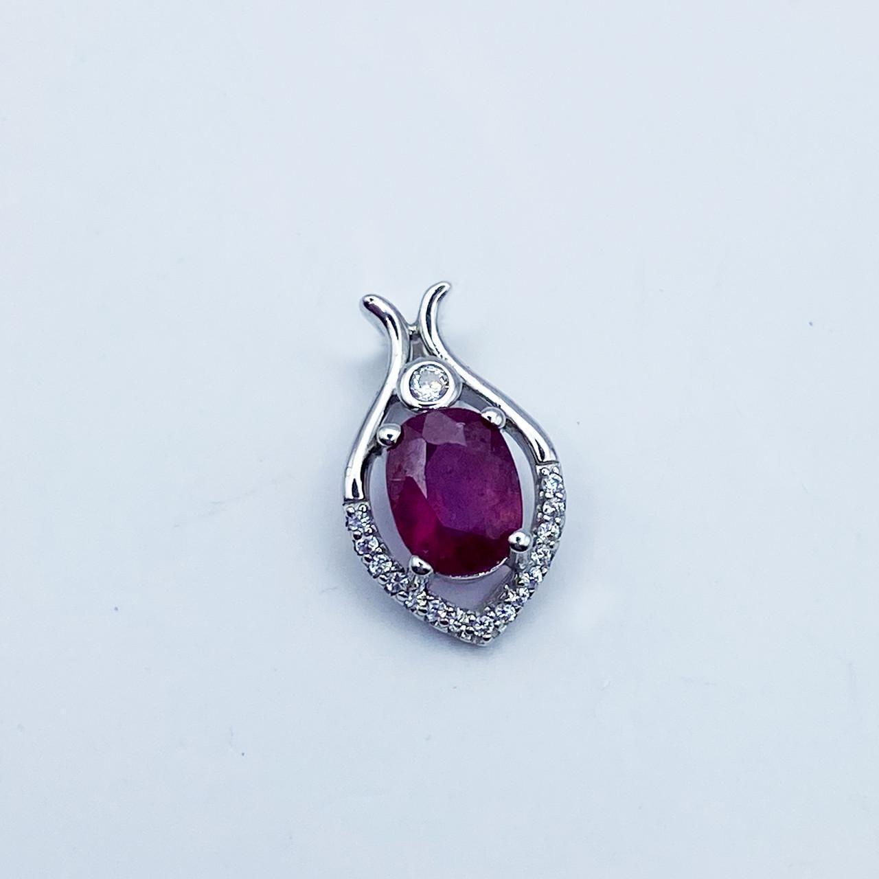 Серебряный кулон с рубином и кубическим цирконием 1,7 г (2377013818)