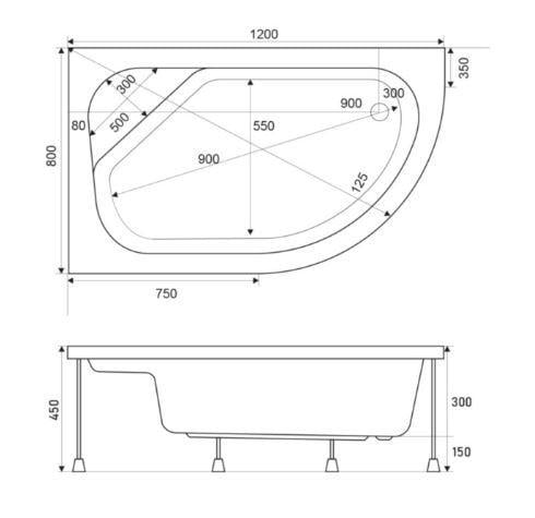 Душовий піддон Shower L FERISYA SW-6282 асиметричний 80х120х45 см - фото 2