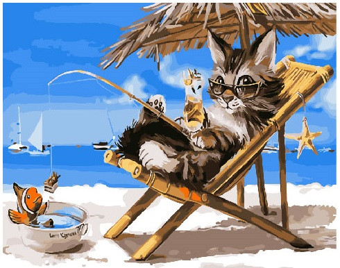 Картина по номерам Brushme Кошак на каникулах (GX26079) Картина по номерам Brushme Кошак на каникулах (GX26079)