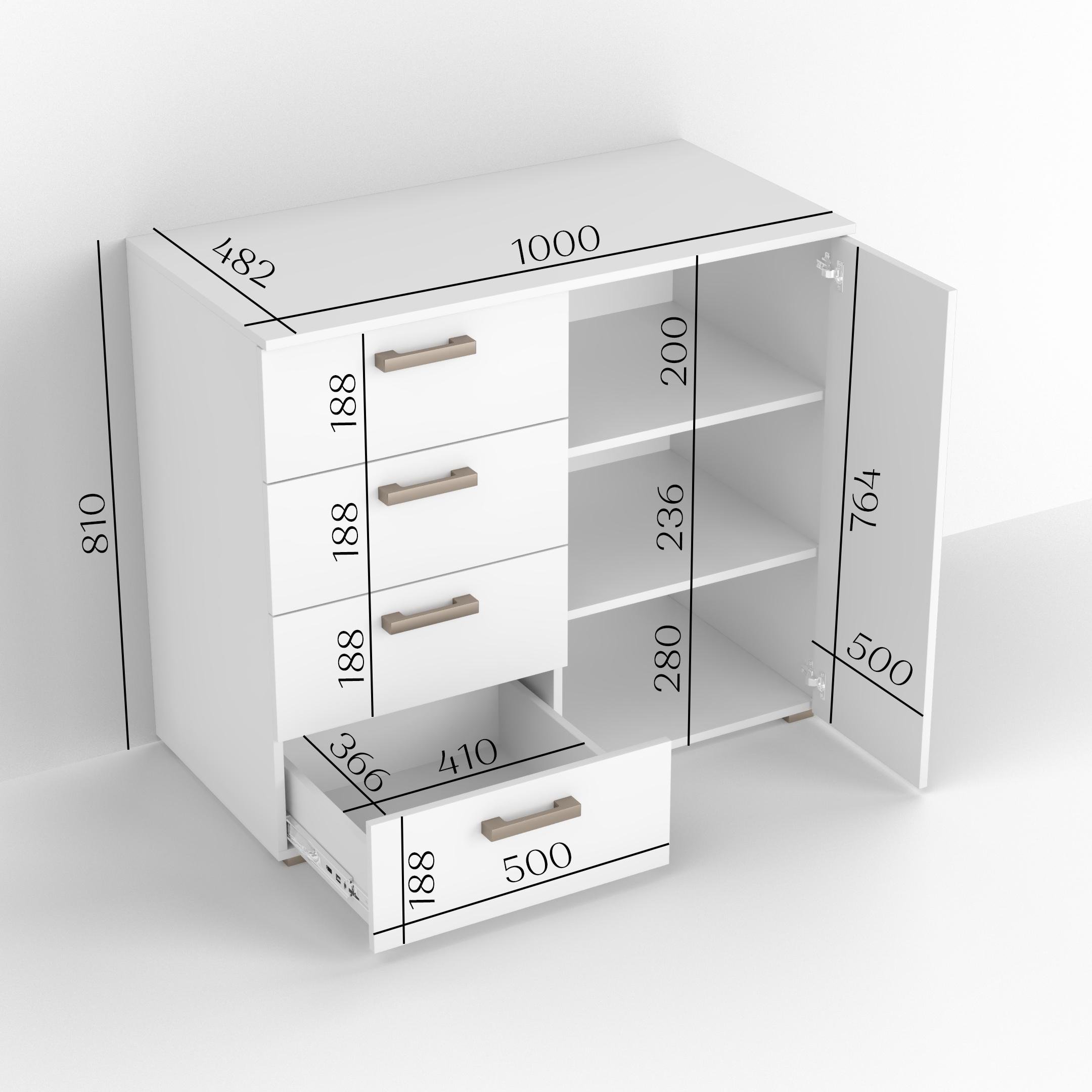 Комод Idea ТКБ-363.4 на 4 шухляди з дверима Білий (26718269) - фото 3