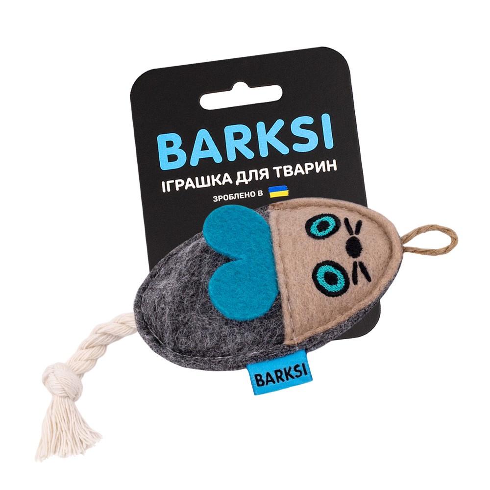 Іграшка для котів Barksi Мишка фетрова з канатом Сірий