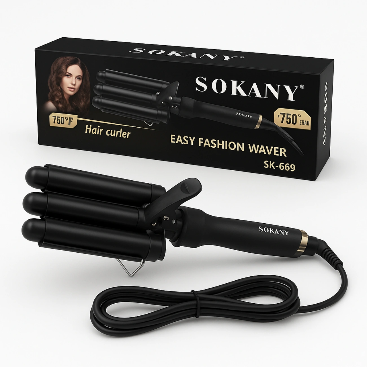 Плойка для волос Sokany SK-669 3 волны Черный (Sokany SK-669)