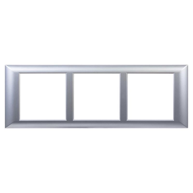 Рамка и суппорт 3-постовая ДКС Avanti 63,5х183,9х7 мм с каркасом для In-Liner Front/Aero Серебристый (4404916)