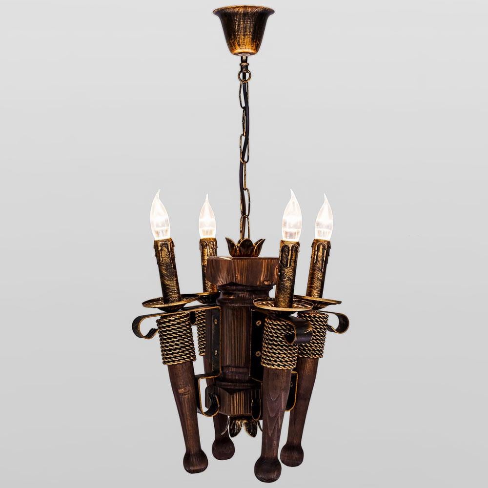 Люстра подвесная деревянная свечи Lighthouse DL-19925/4 Бронзовый/Коричневый