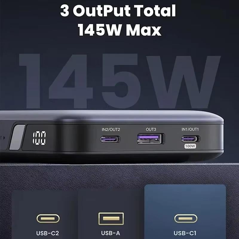 Аккумулятор внешний для ноутбука UGREEN PB205 25000 mAh 145W Two-way Fast Charging Power Bank Gray (90597A) - фото 5 Аккумулятор внешний для ноутбука UGREEN PB205 25000 mAh 145W Two-way Fast Charging Power Bank Gray (90597A) - фото 5