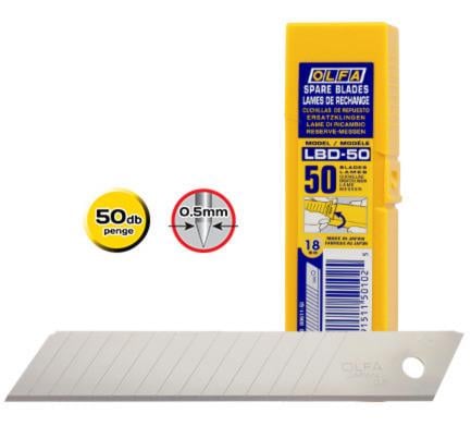 Лезвия сегментные Olfa 18 мм LBD-50 Heavy-Duty 50 шт. (OF-LBD-50)