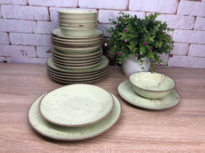 Сервиз столовый OMS TULU фарфор 6 персон 24 пр. Фисташковый (KL24-Fistik)