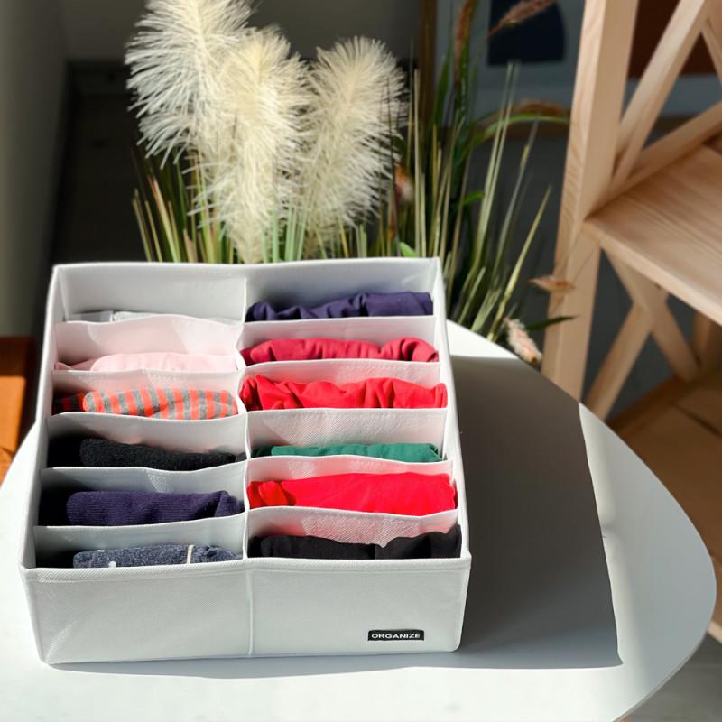 Органайзер для белья и аксессуаров двойной 30х30х10 см Белый (Wh-K001)