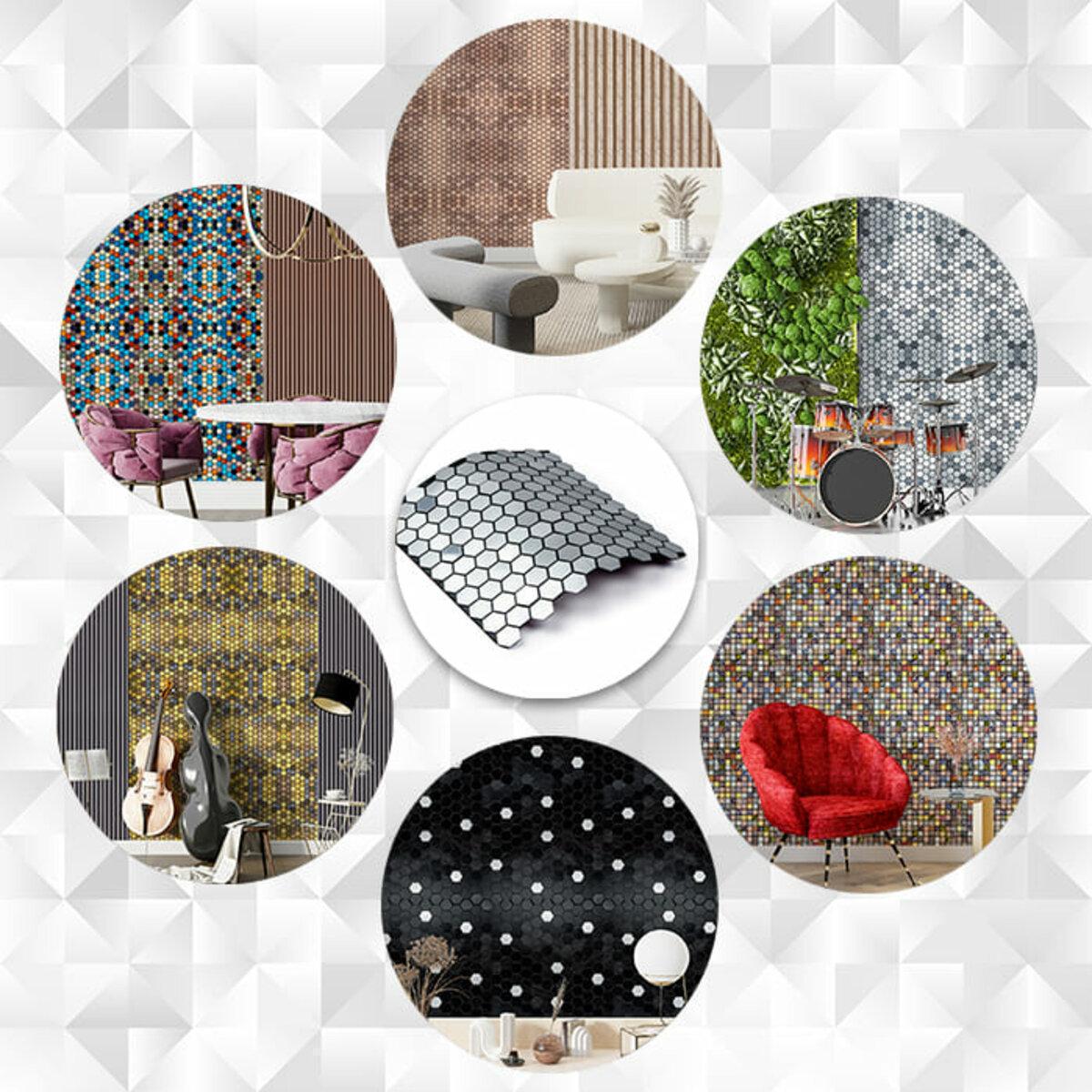 Плитка алюмінієва самоклеюча 300х300х3 мм Срібний мозаїка із дзеркальними вставками (SW-00001928) - фото 6 Плитка алюмінієва самоклеюча 300х300х3 мм Срібний мозаїка із дзеркальними вставками (SW-00001928) - фото 6