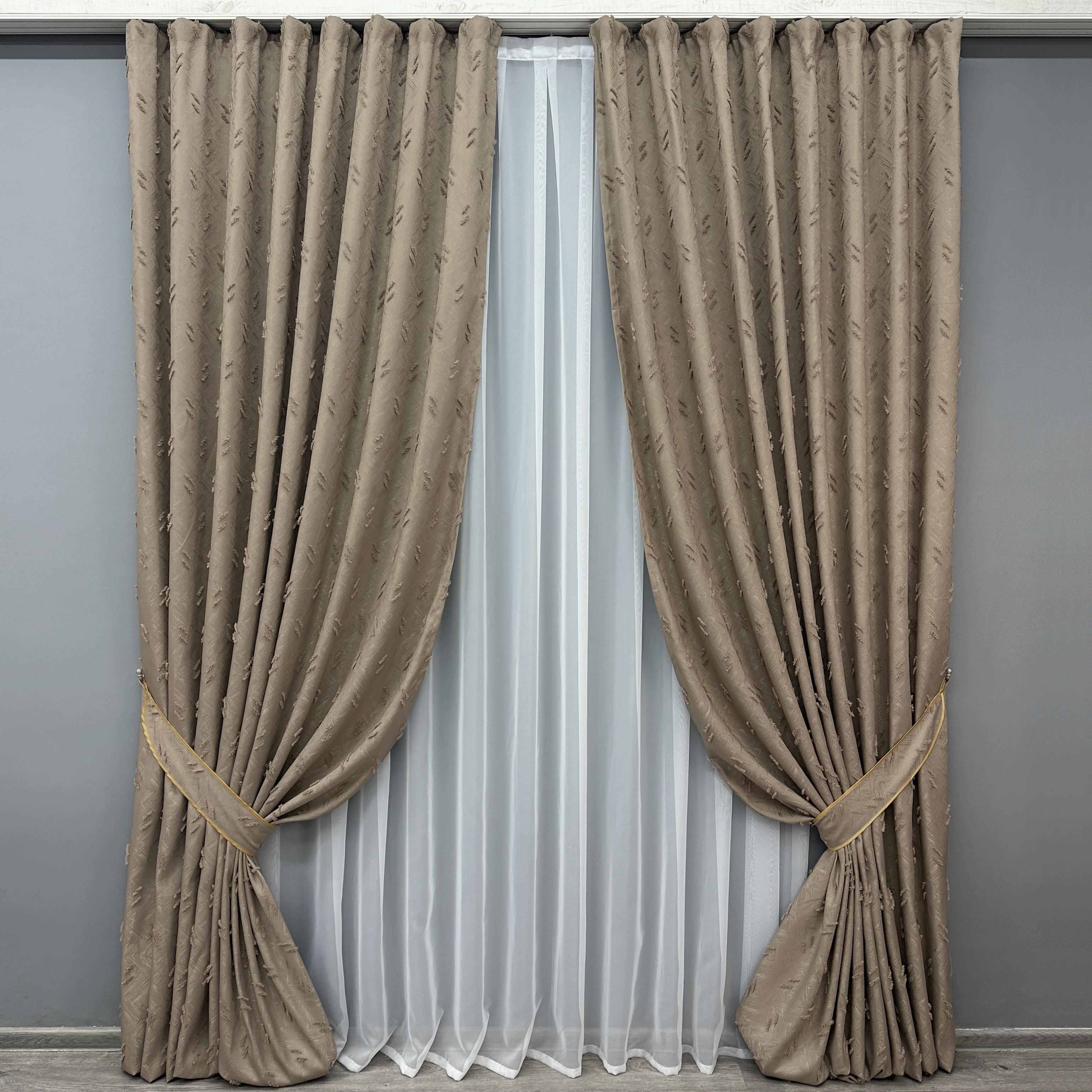 Комплект штор VR-Textil №1886ш Лен Букле 200х290 см 2 шт. Капучино (32-244)