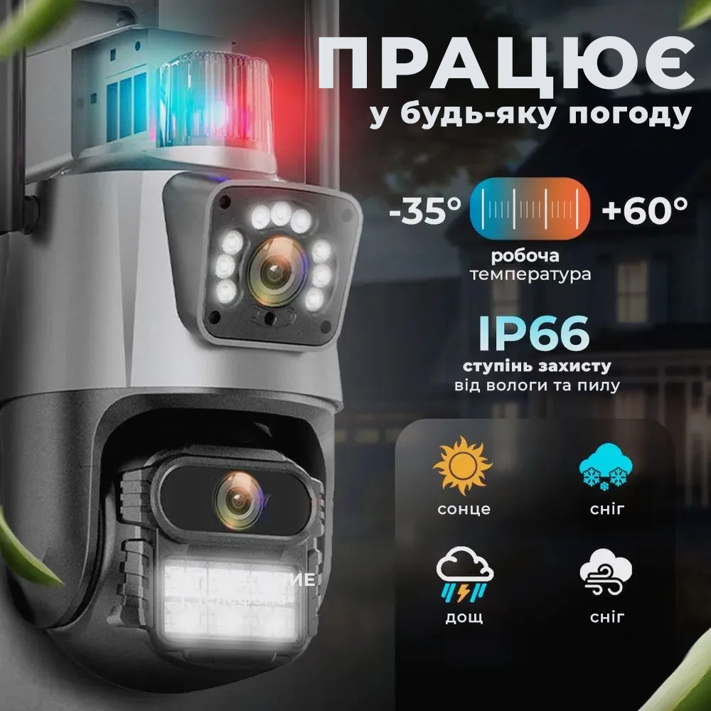 ᐉ Камера видеонаблюдения уличная Icsee IP Wi-Fi с двумя объективами и ...