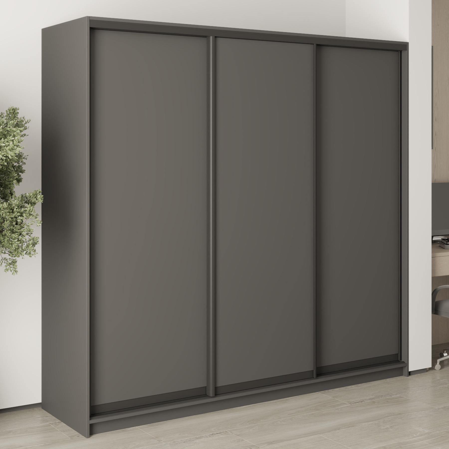 Шкаф-купе трехдверный MebelStar Стандарт BG 3ДСП 220x45x210 см Антрацит (MBS-8236) Шкаф-купе трехдверный MebelStar Стандарт BG 3ДСП 220x45x210 см Антрацит (MBS-8236)