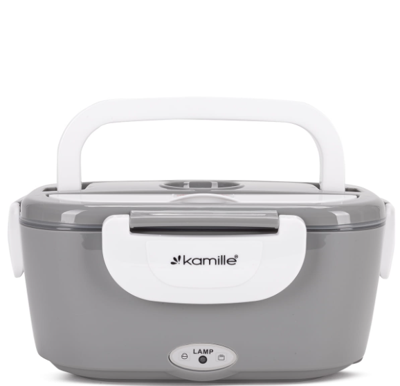 Ланч-бокс електричний Kamille Vizo із двома ємностями 1,5/0,45 л Сірий/Білий (2171)
