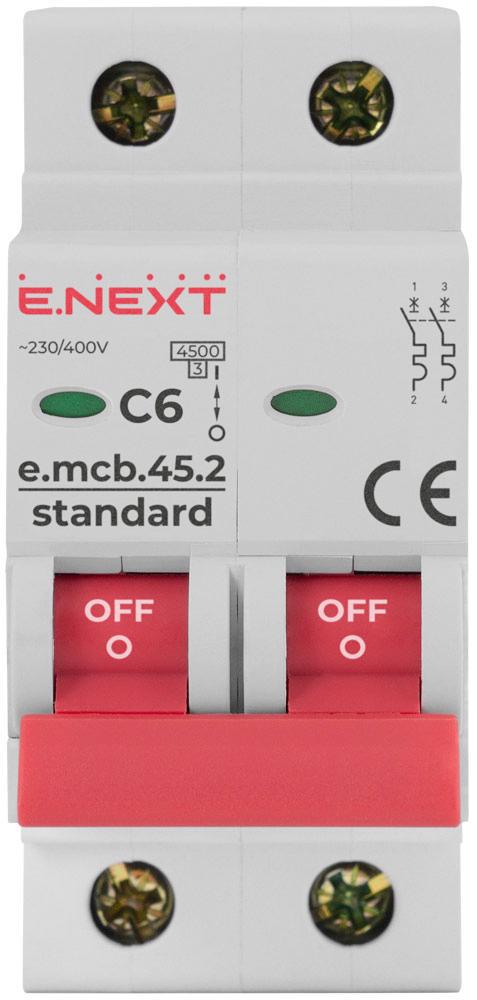 Автоматичний вимикач E.NEXT e.mcb.stand.45 6A 2P тип С - фото 2