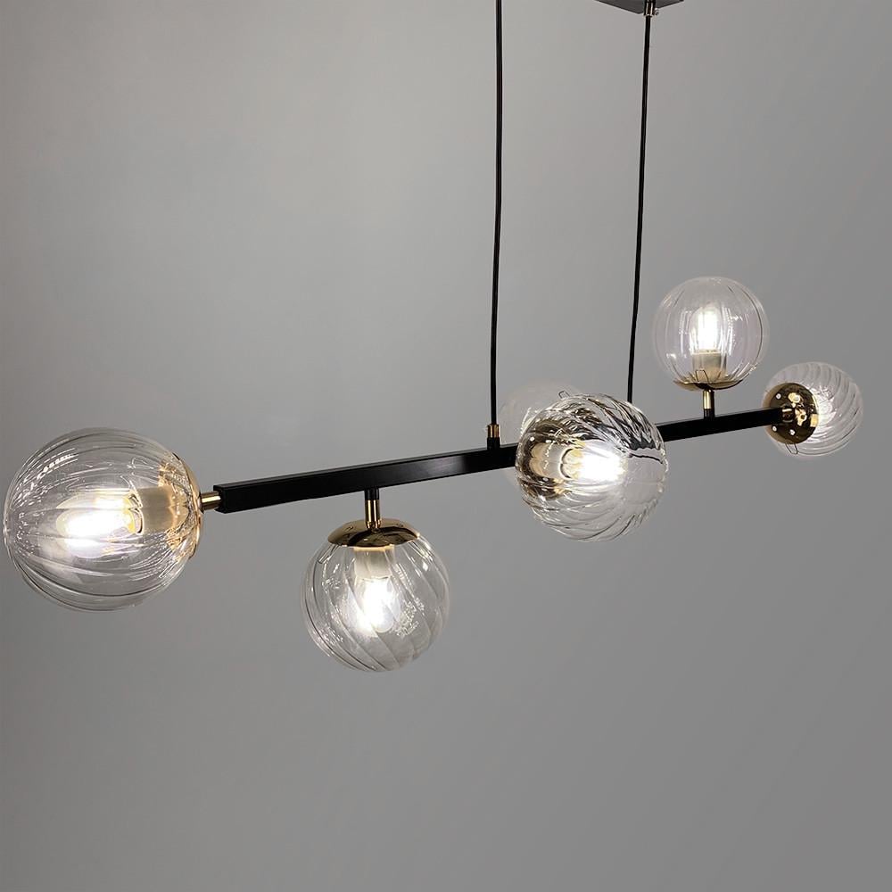 Люстра удлиненная с прозрачными плафонами Черный (yg 91l/6 bk/gr/cl)