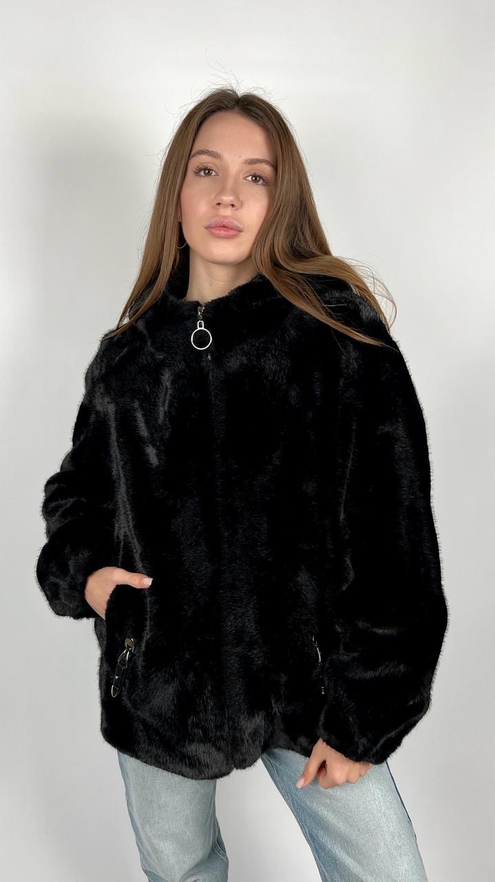 Шуба женская из эко-меха 8819-02 L Черный - фото 3