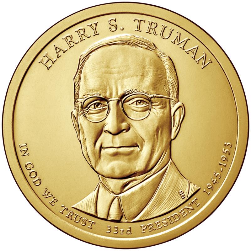 Коллекционная монета США 1 доллар 2015 P 33-й Президент Гарри Труман UNC (KM#606)