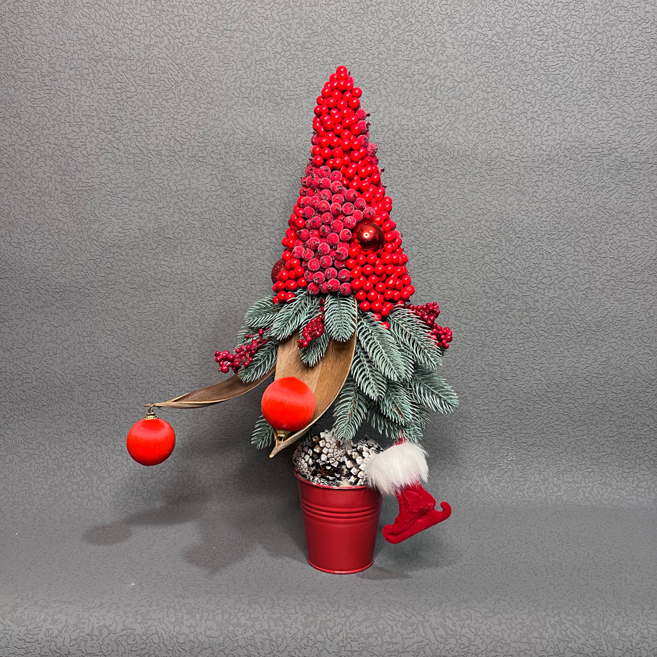 Новогодняя композиция мини-елка с шарами и декором 51 см (2429665008)