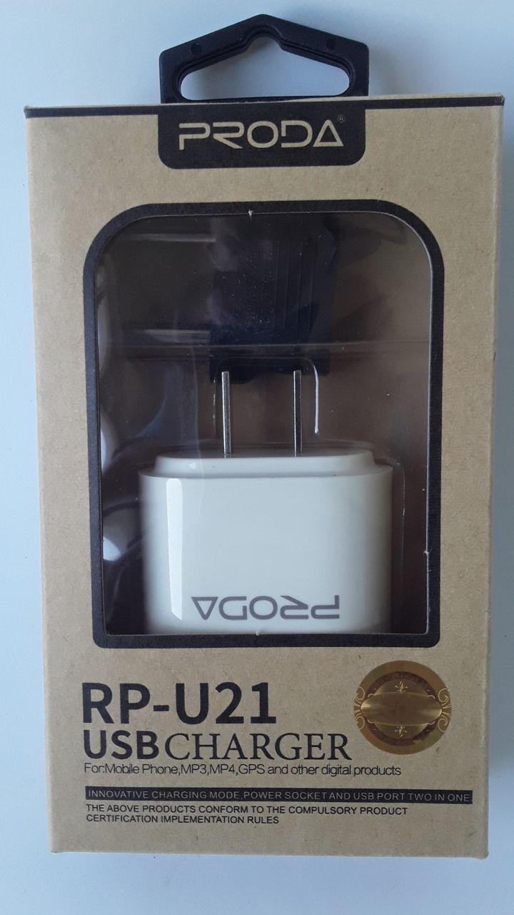 Зарядний пристрій Proda RP-U21 Flat 2,1 A 2 USB 220V вилка тип А Білий (2000700012554) - фото 4