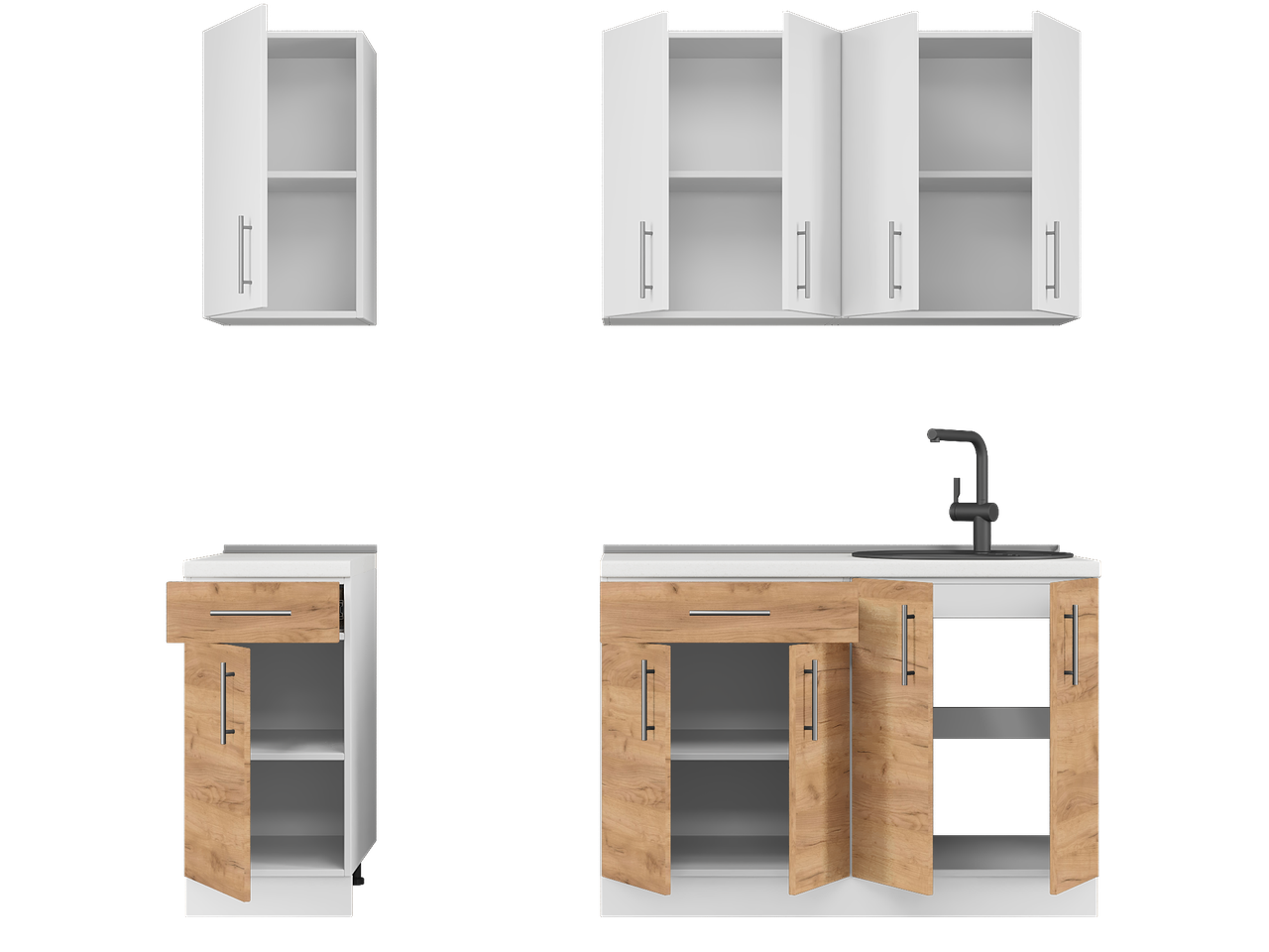Мебель для кухни Эверест К-4 Оптима 2,1 м Белый/Крафт Золотой (26018)
