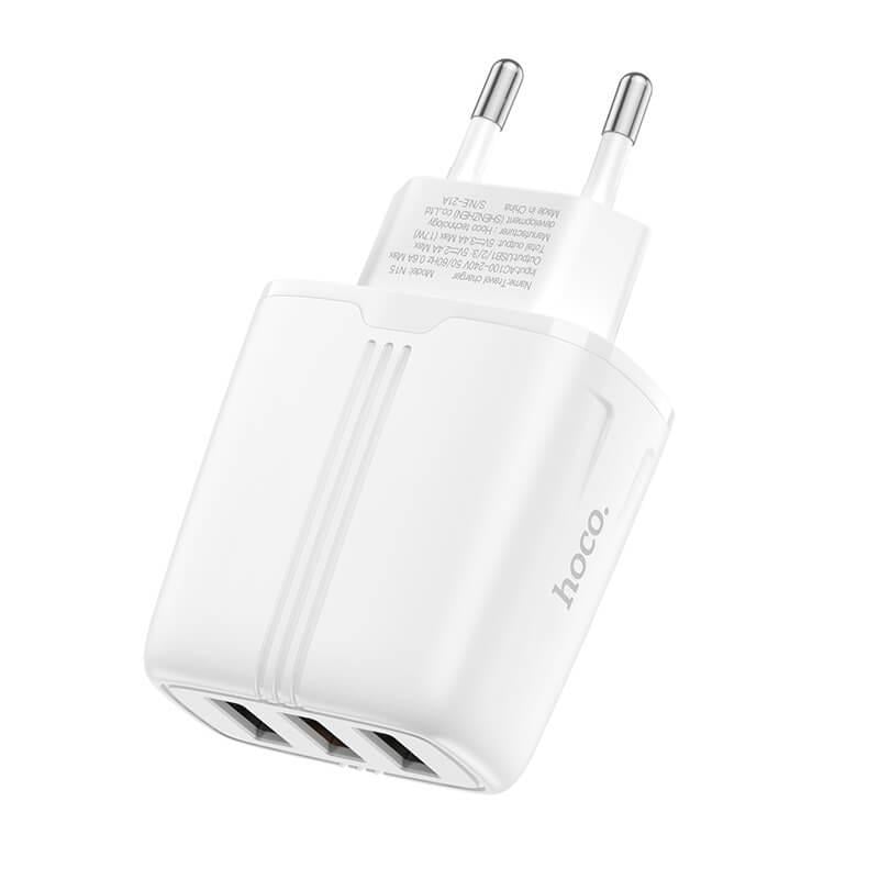 Зарядное устройство Hoco Amazing three-port charger N15 3 USB 3,4 A (536474) - фото 1 Зарядное устройство Hoco Amazing three-port charger N15 3 USB 3,4 A (536474) - фото 1