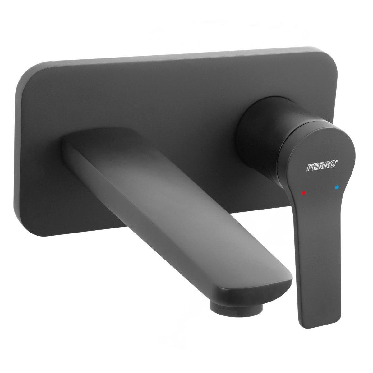 Смеситель для умывальника Ferro Stratos BSC3PABL настенный однорычажный Черный (174388)