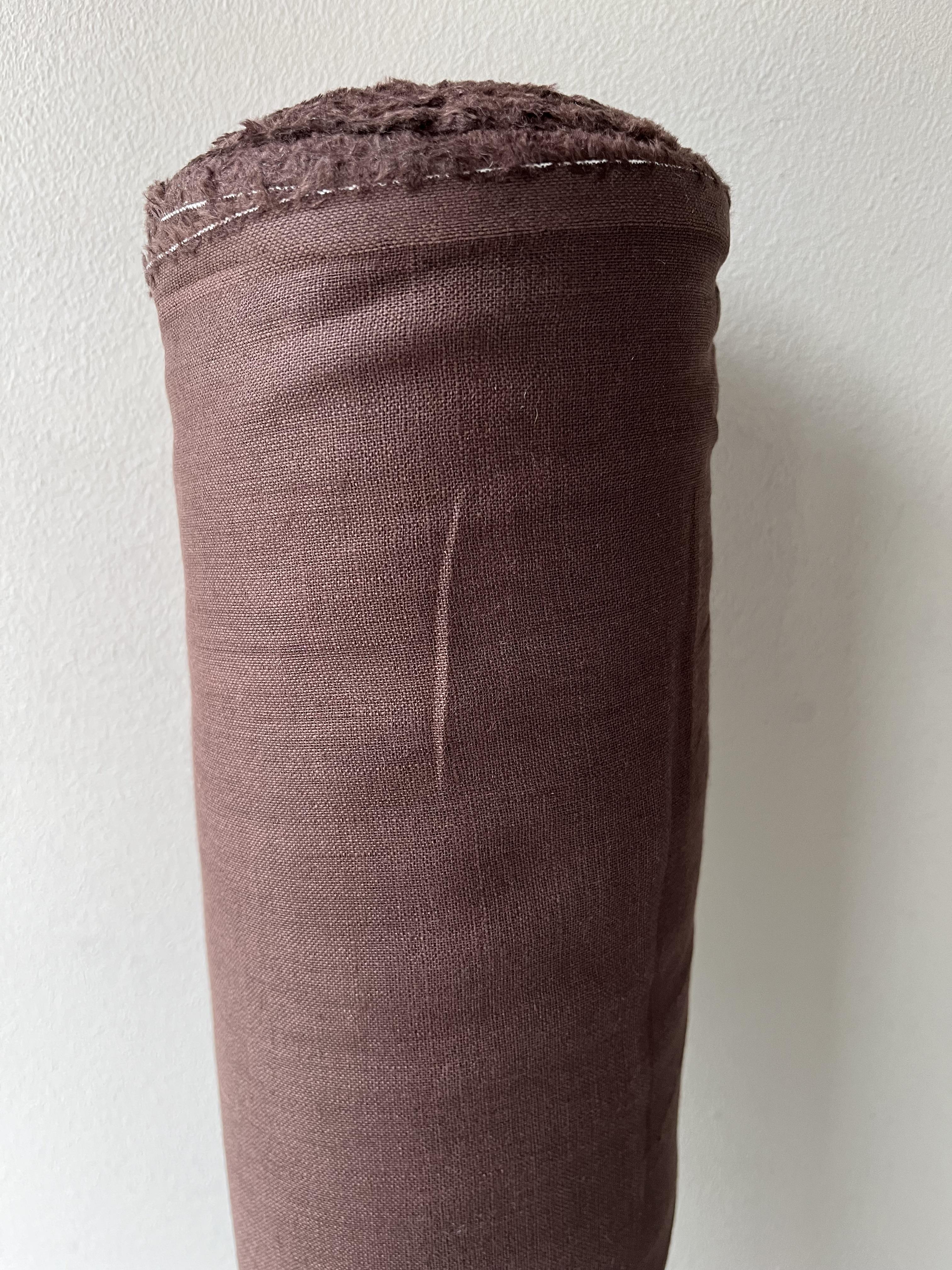 Ткань натуральная льняная Linen Plus 148 см цвет 1547 Шоколадный - фото 3