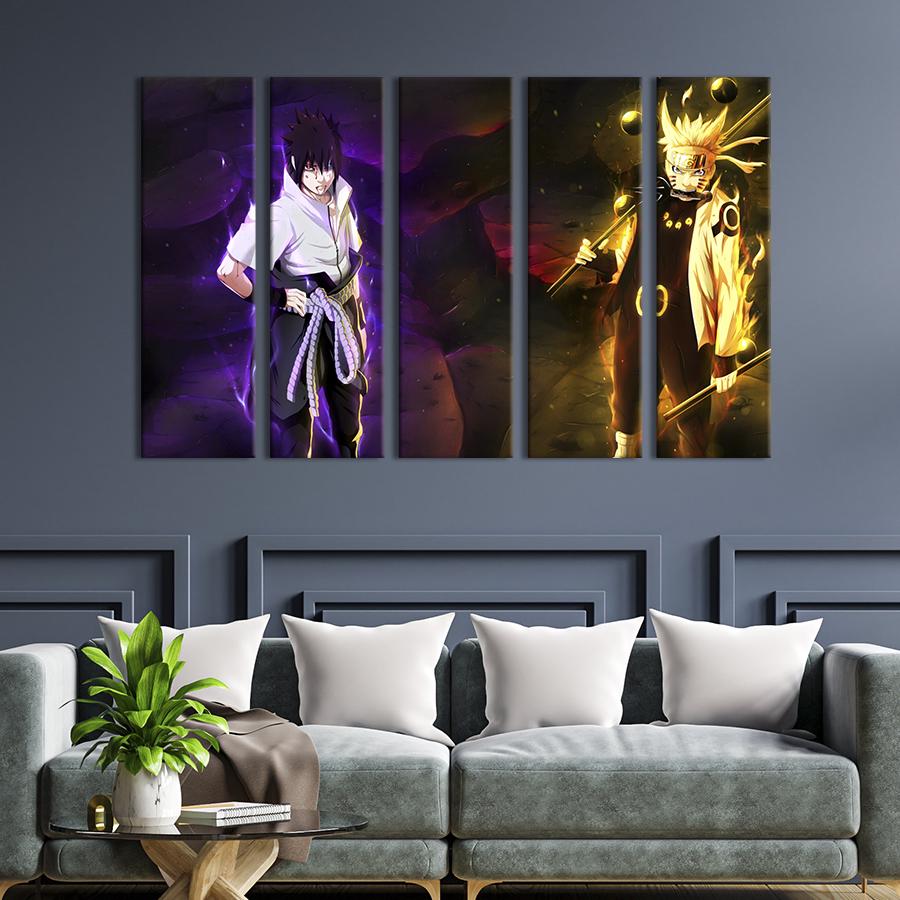 Модульная картина из 5 частей Персонажи аниме Наруто и Саске 155x95 см (681-51)