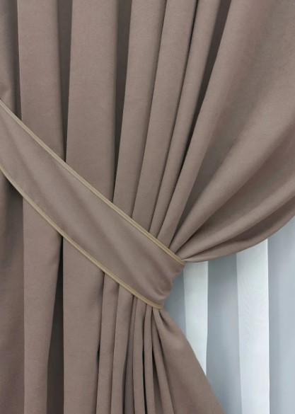 Штори в вітальню/спальню Petek з мікровелюру 1,5х2,9 м 2 шт. Какао (1825ш 33-0811) - фото 3