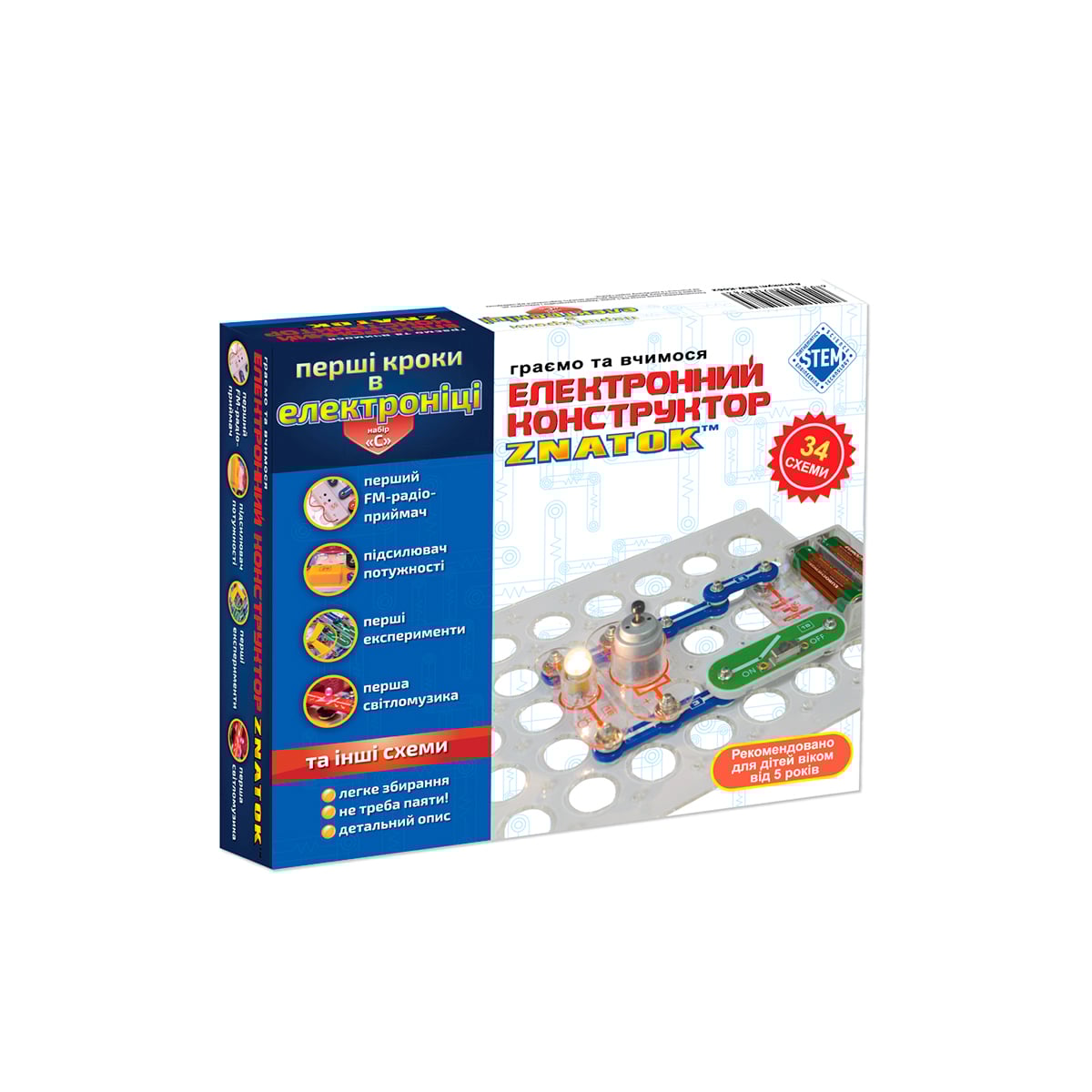 Конструктор Znatok Первые шаги в электронике (34 схемы, набор С)