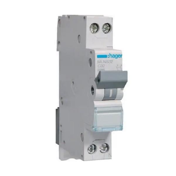 Автоматический выключатель Hager 2 полюса 6 kA тип C 32A MLN532 (74327)